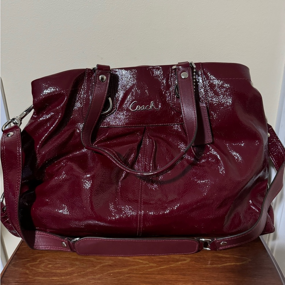 Coach bag (deep red patent leather)